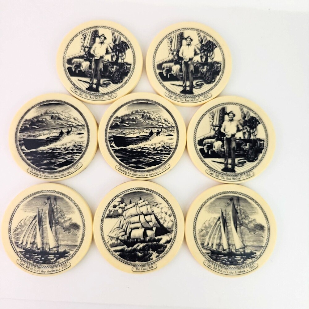 Vintage MCM  Cutty Sark Coasters Set Of 8 Scottish Whiskey The REAL MCCOY